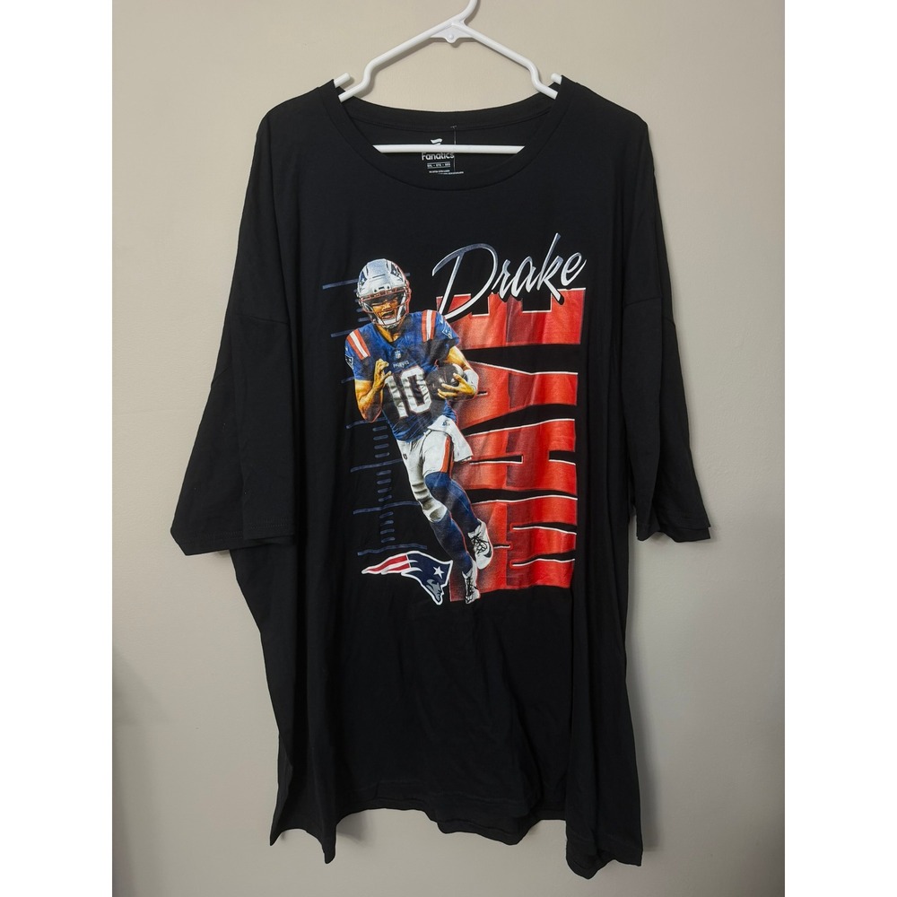 Fanatics Drake Maye Patriots Mens 3XL Black Graphic Football T-Shirt NWT